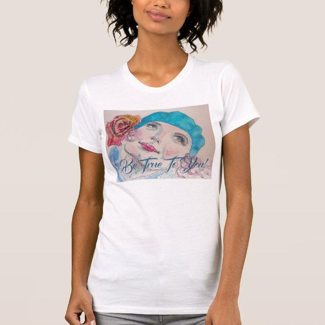 Girl With Red Rose Beret Be True To You T Shirt (Front)