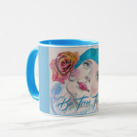 Girl with Red Rose Beret Watercolor Be True To You