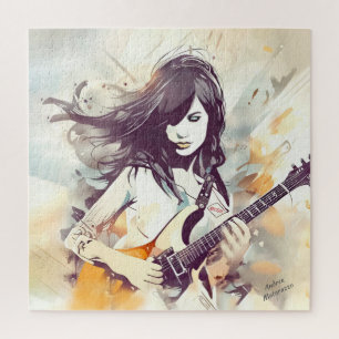 Girl with rock music vibes jigsaw puzzle