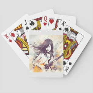 Girl with rock music vibes playing cards