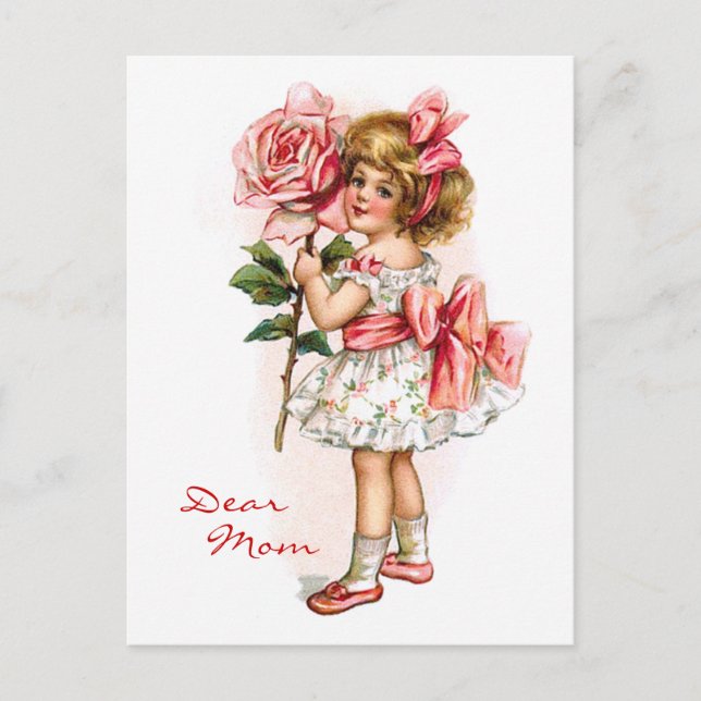 Girl with Rose Postcard (Front)