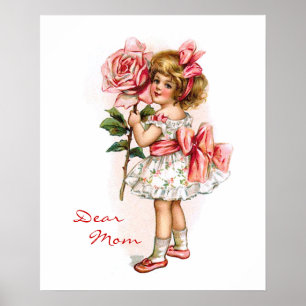 Girl with Rose Poster