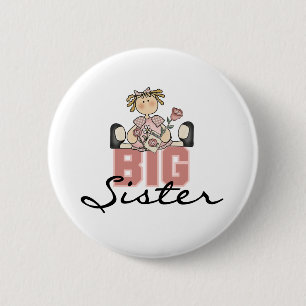 Girl with Roses Big Sister 6 Cm Round Badge