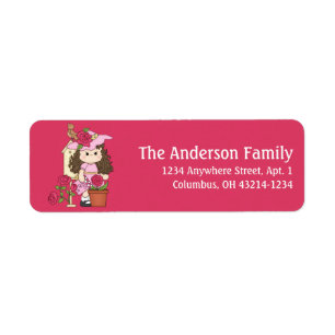 Girl with Roses Floral Garden Address Labels
