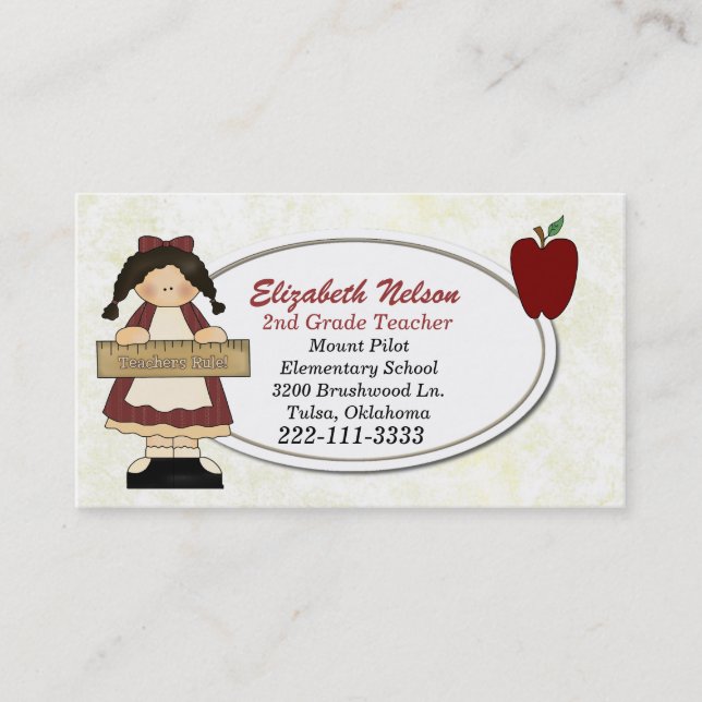 Girl with Ruler Teacher's business card (Front)