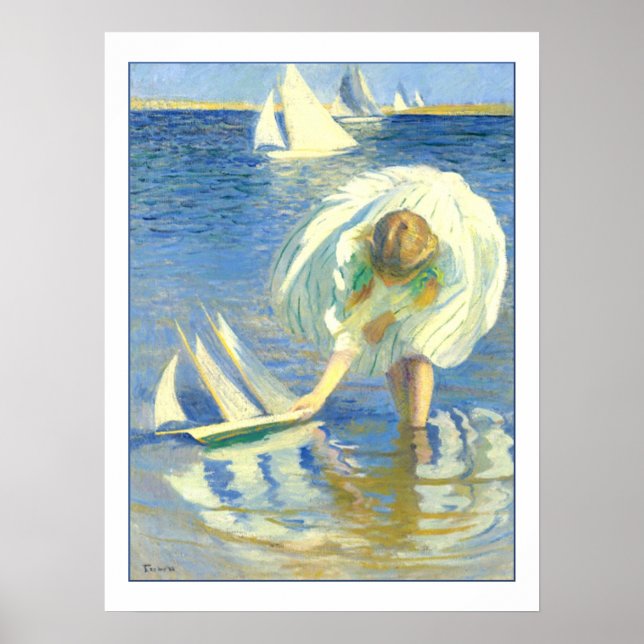 Girl With Sailboat by Edmund Charles Tarbell Poster (Front)
