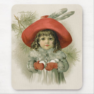 Girl with Snowballs Mouse Pad