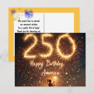 Girl With Sparklers For America's 250th Birthday Postcard