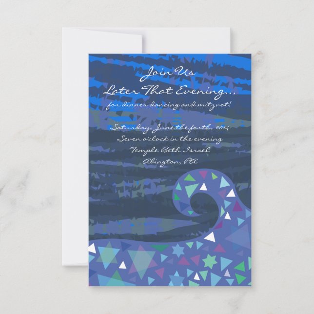 Girl with Stars in Her Hair Bat Mitzvah Party Card (Front)