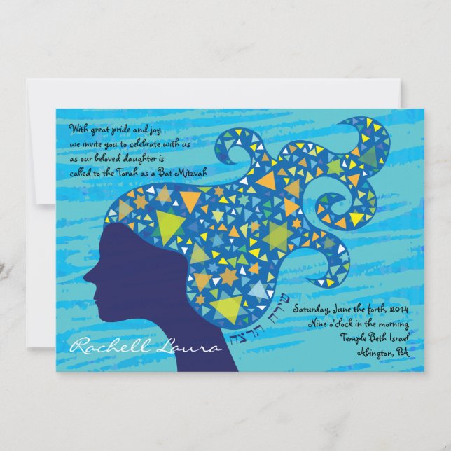 Girl with Stars in Her Hair CUSTOMIZED Invitation (Front)
