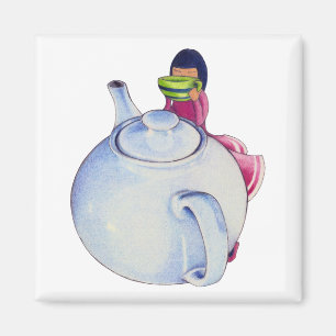 Girl with Tea Magnet