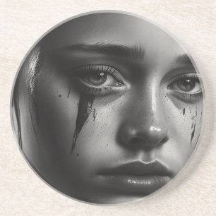 Girl with tears coaster