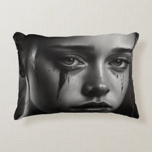 Girl with tears decorative cushion