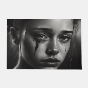 Girl with tears doormat