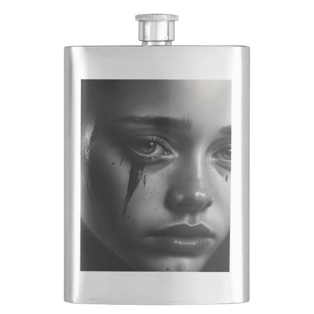 Girl with tears hip flask (Front)
