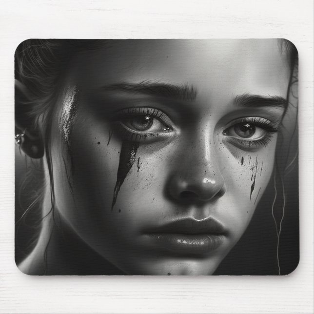 Girl with tears mouse pad (Front)