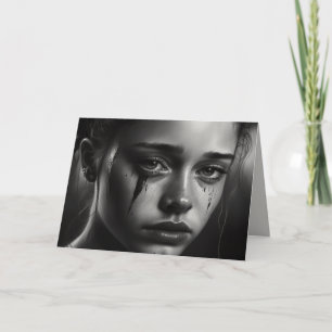 Girl with tears note card