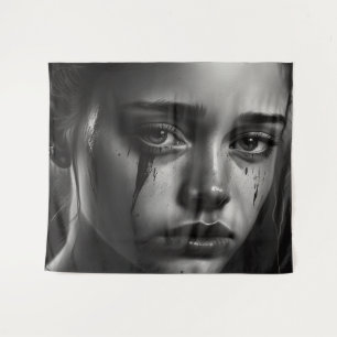 Girl with tears tapestry