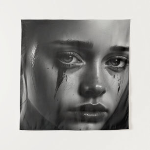 Girl with tears tapestry