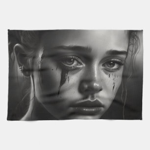Girl with tears tea towel