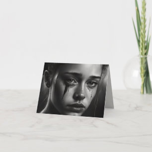Girl with tears thank you card