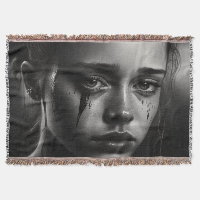 Girl with tears throw blanket (Front)