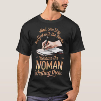 Girl With The Books Writing Poets Journalist Book  T-Shirt