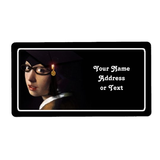 Girl with the Graduation Hat (Pearl Earring) Shipping Label