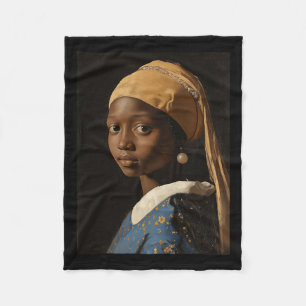 Girl With The Pearl Earring Black History Month Wo Fleece Blanket