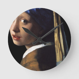 girl with the pearl earring round clock