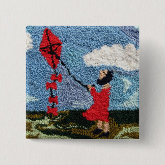 Girl With the Red Kite 15 Cm Square Badge