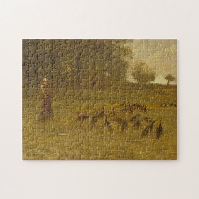 Girl with Turkeys Jigsaw Puzzle (Horizontal)