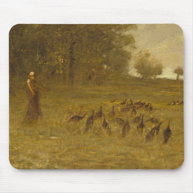 Girl with Turkeys Mouse Pad (Front)
