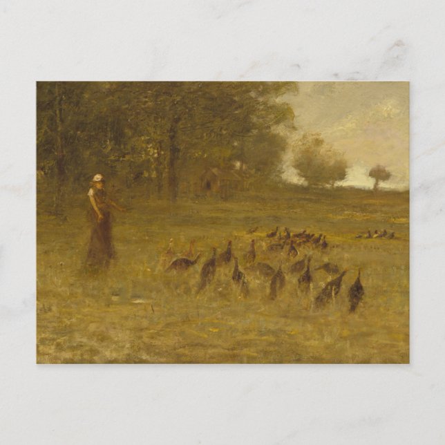 Girl with Turkeys Postcard (Front)