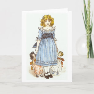 Girl With Two Dolls, Greeting Card