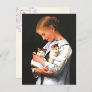 Girl with Two Kittens (1888) by Albert Anker Postcard