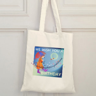 Girl With Umbrella In The Rain Cute Funny Birthday Tote Bag