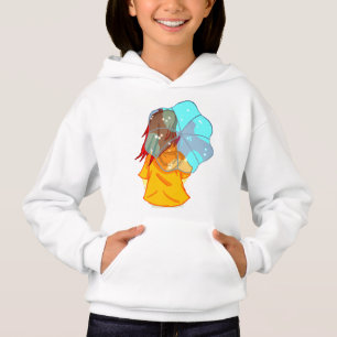 Girl with Umbrella in Wind Drawing