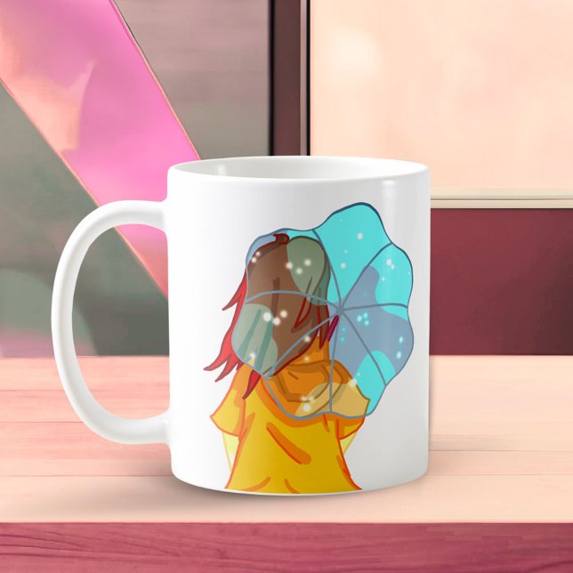 Girl with Umbrella in Wind Drawing  Coffee Mug (Creator Uploaded)