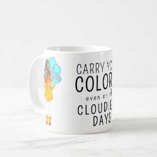 Girl with Umbrella in Wind Positive Quote Coffee Mug