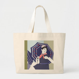 Girl with Umbrella Large Tote Bag
