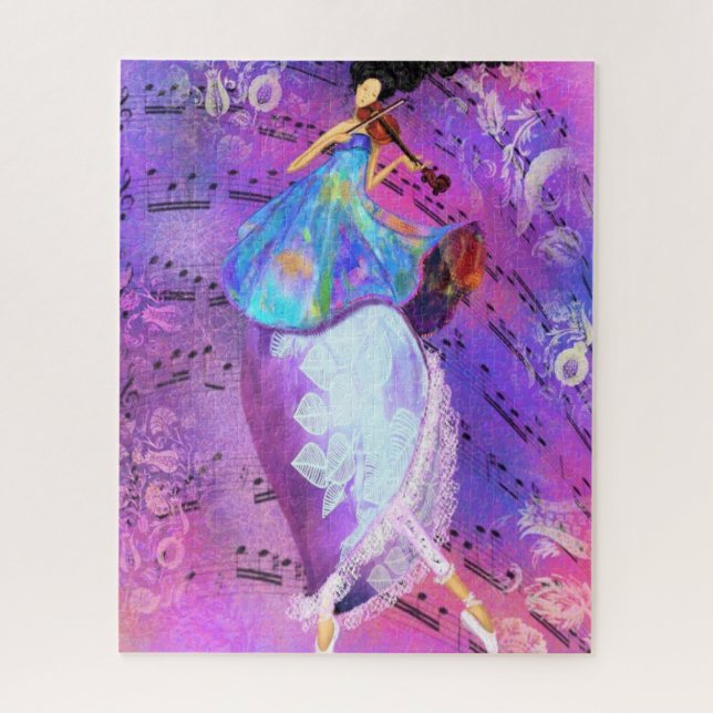 Girl with Violin - Art Drawing Fantasy Collection  Jigsaw Puzzle (Vertical)