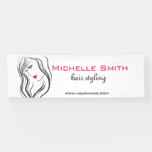 Girl with wavy hair Hairstyling branding icon Banner
