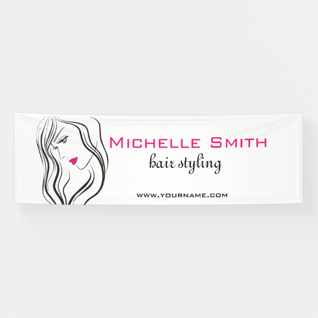Girl with wavy hair Hairstyling branding icon Banner (Horizontal)