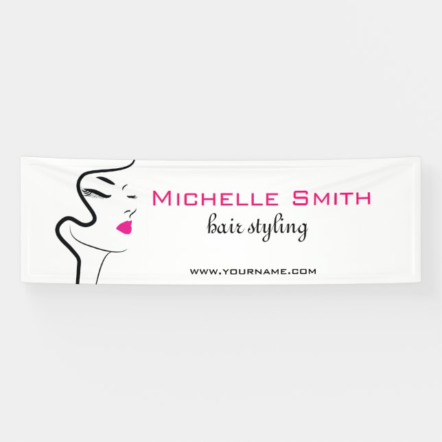 Girl with wavy hair Hairstyling branding icon Banner (Horizontal)