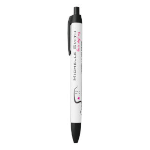 Girl with wavy hair Hairstyling branding icon Black Ink Pen