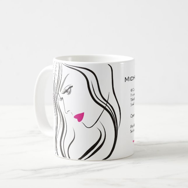 Girl with wavy hair Hairstyling branding icon Coffee Mug (Front Left)