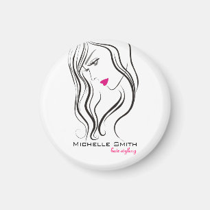 Girl with wavy hair Hairstyling branding icon Magnet