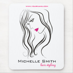 Girl with wavy hair Hairstyling branding icon Mouse Pad