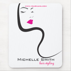 Girl with wavy hair Hairstyling branding icon Mouse Pad